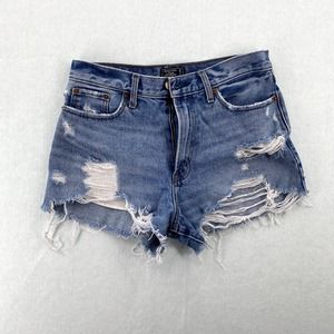 Abercrombie & Fitch Blue Annie High Rise Distressed Denim Shorts Size 28/6